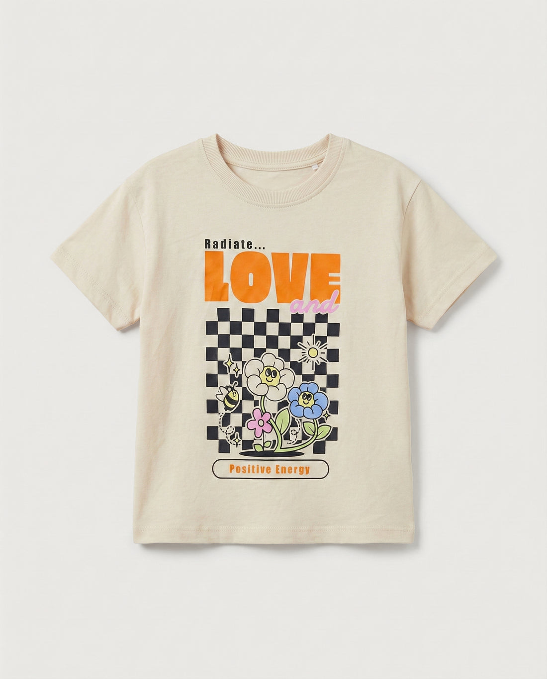 Kid Girl's Half Sleeve Cotton T-Shirt - Beige