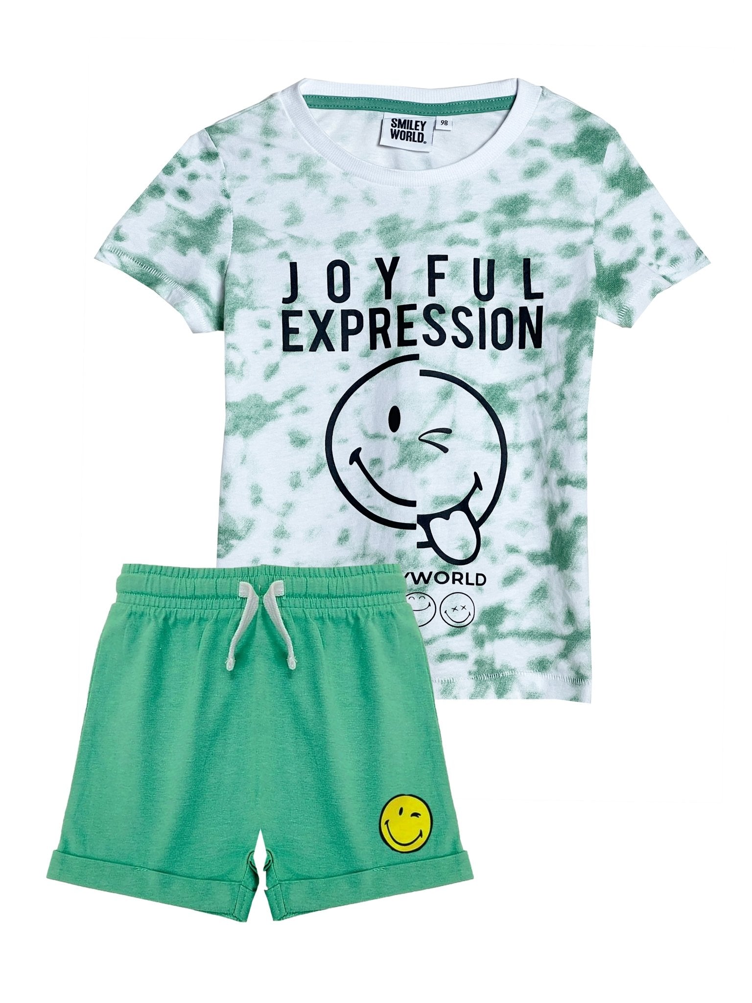 Baby T - Shirt & Short Set|Cotton Fabric,Green,Tie Dye Pattern