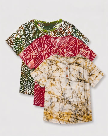 Pack of 3 Hand-Dyed Cotton Short-Sleeve Fatua Set