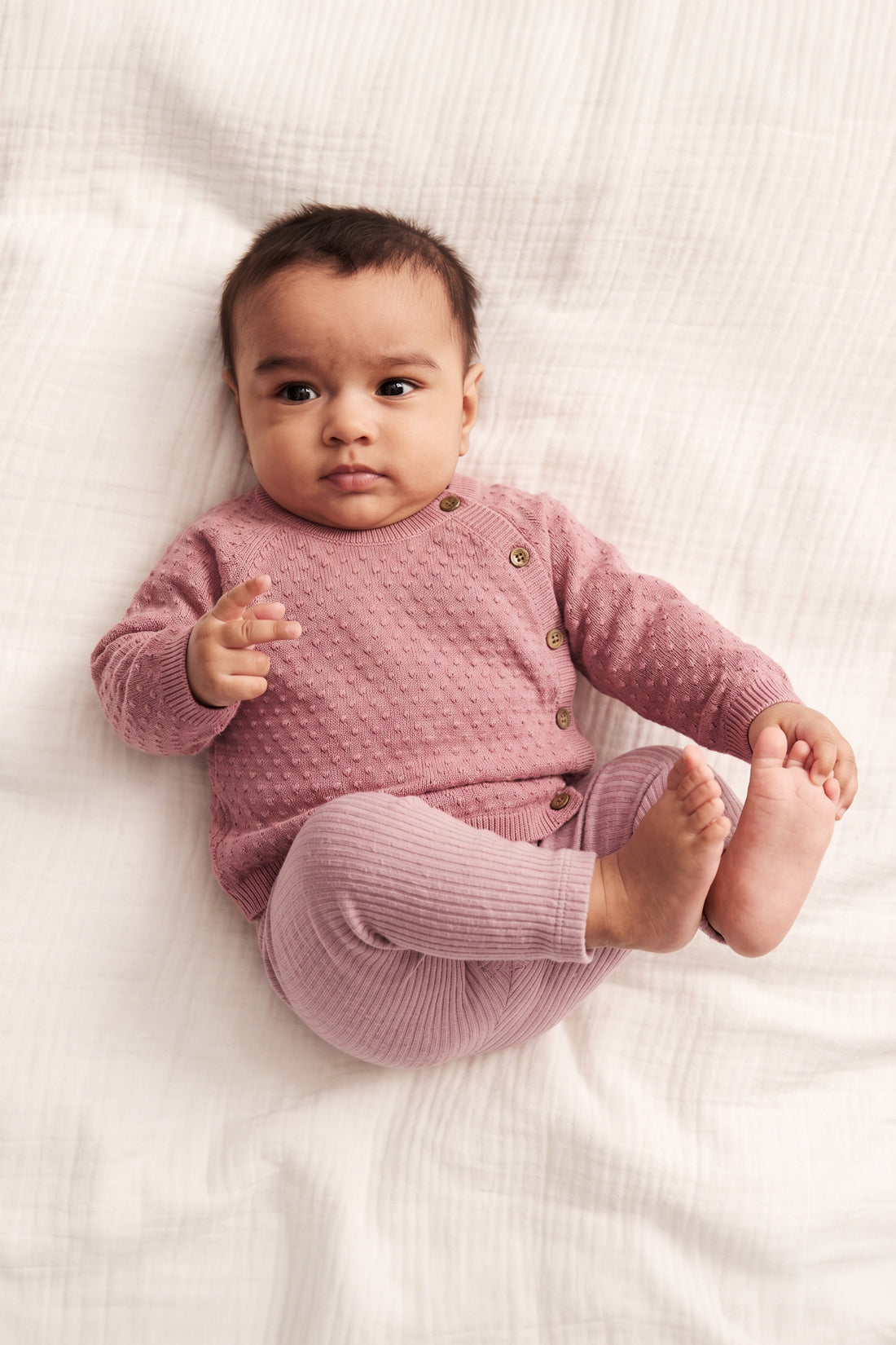 Infant Soft Pink Side Button Knit Sweater