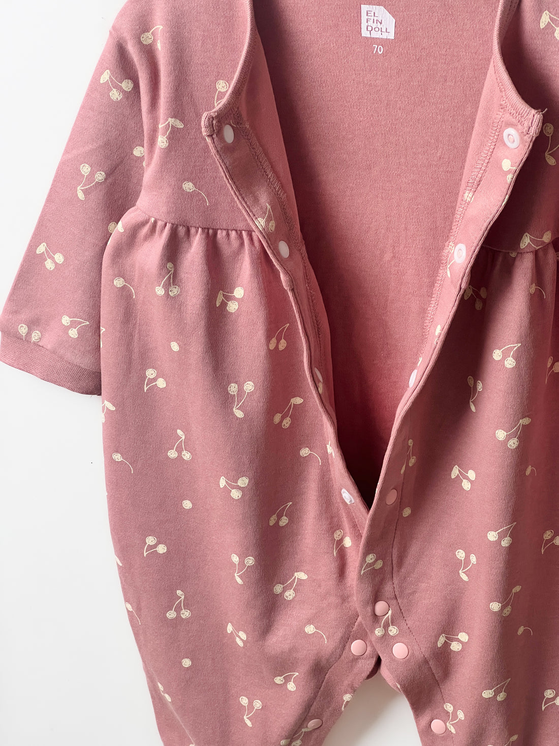 baby girls romper dress in pink color with strawberry print