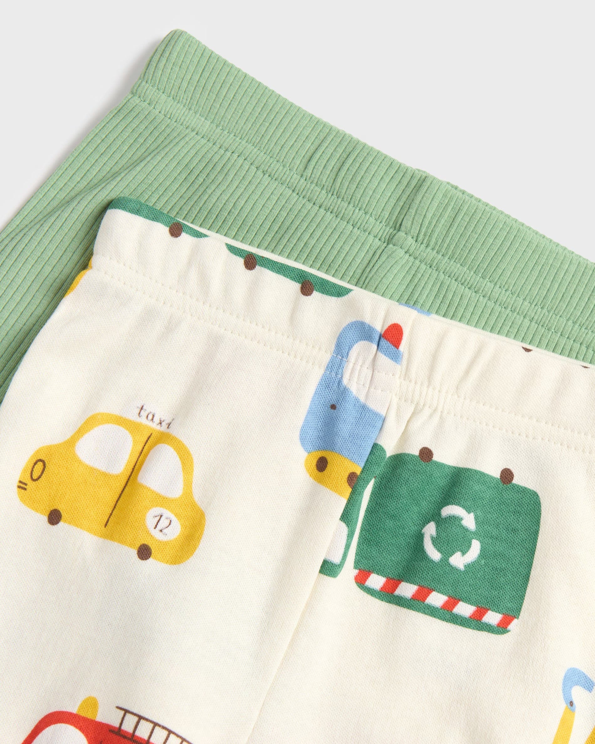 Baby & Toddler Soft Cotton Leggings - Vehicle Print close

