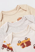 PTex Fashion neutral-tone baby bodysuit close-up showing ribbed neckline and envelope shoulder opening