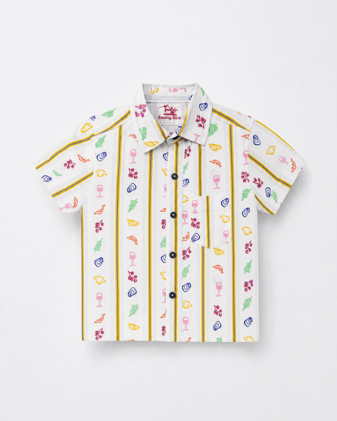 Off White printed cotton short sleeve shirt for boys with colorful patterns and striped design