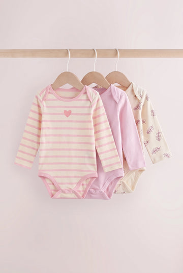 3 Pack Baby Girl's Soft Cotton Full Sleeve Bodysuit
