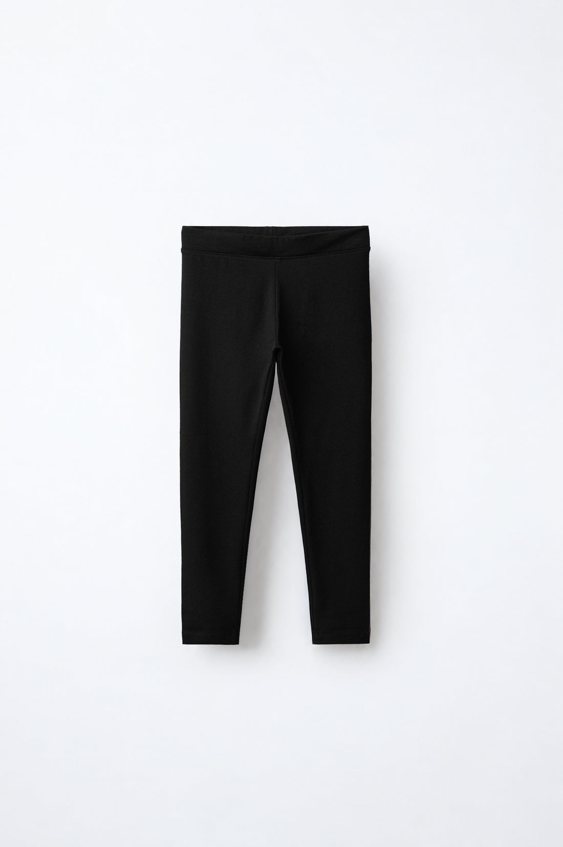 Baby girls solid black leggings with elasticated waistband and full-length fitted legs