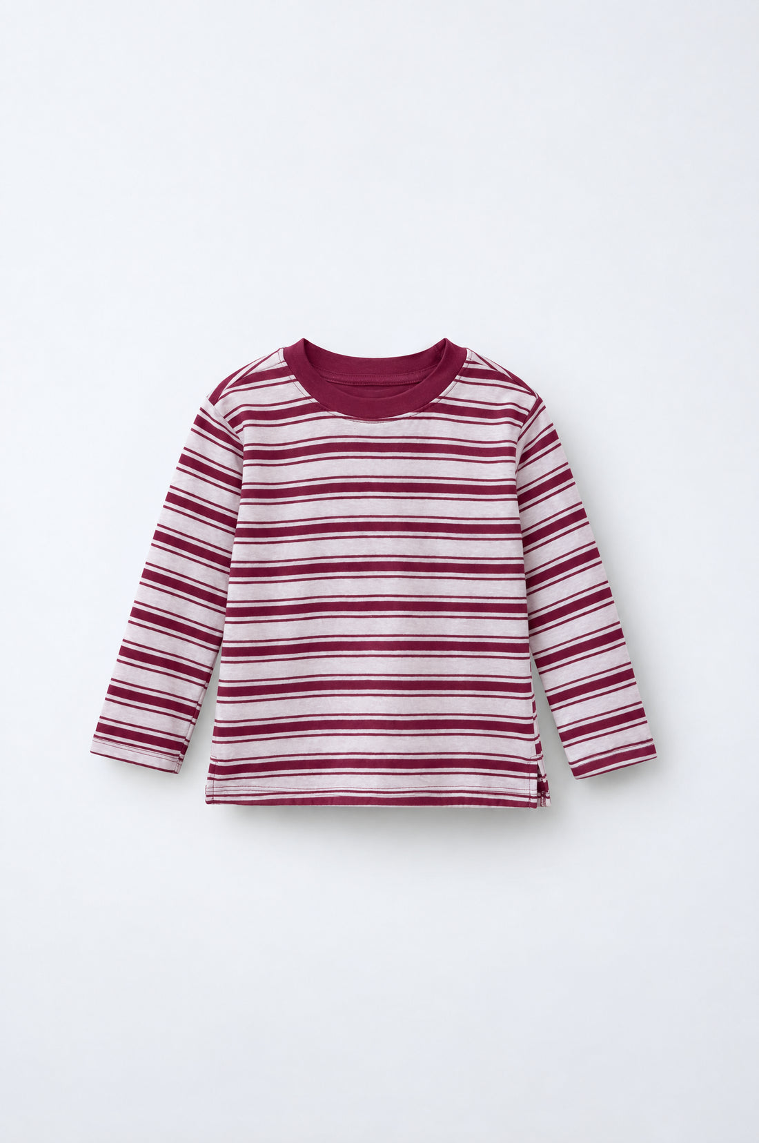 Baby girls soft cotton long sleeve striped T-shirt with crew neckline and comfortable relaxed toddler fit.