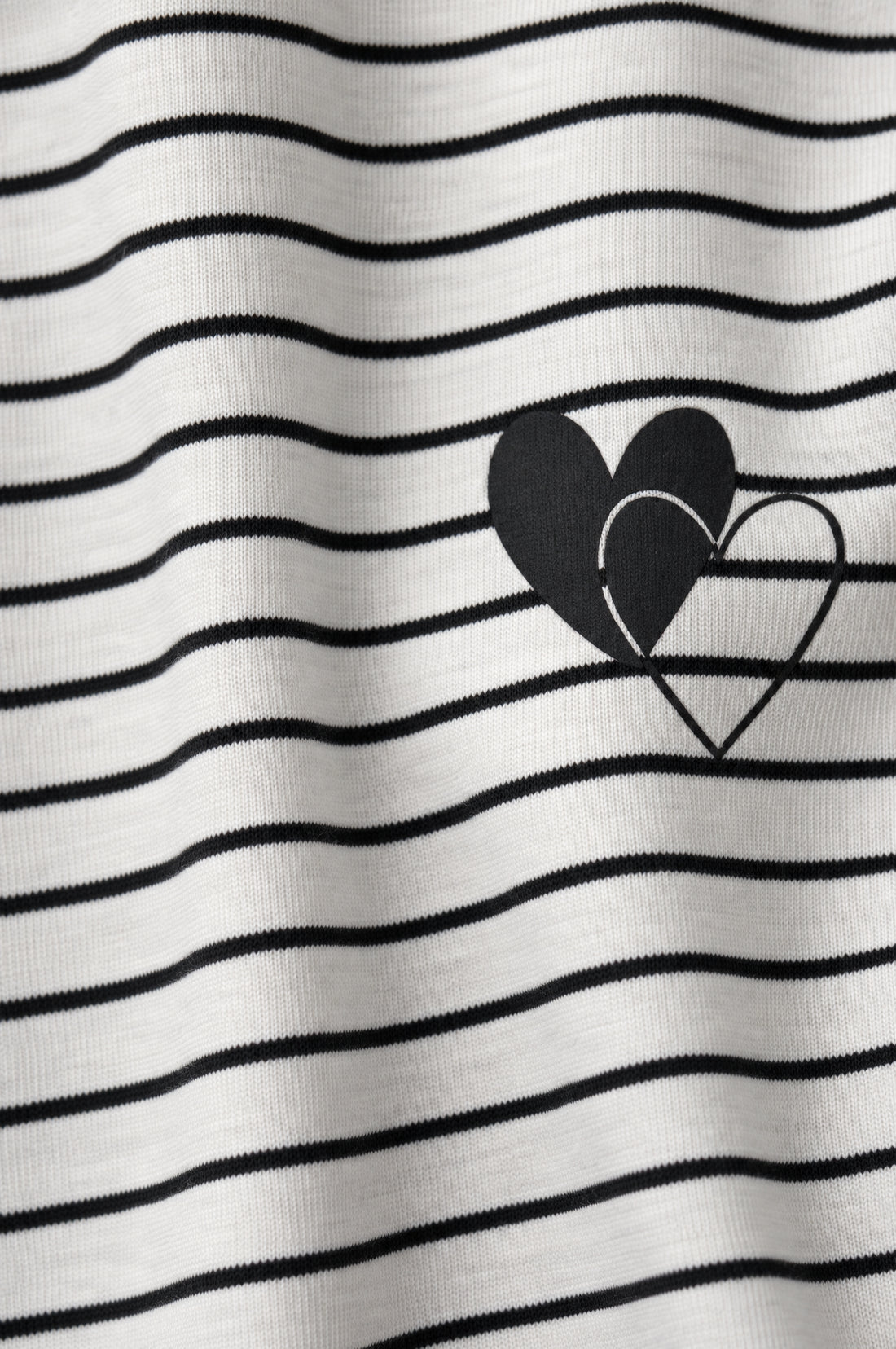 Baby girl long sleeve cotton T-shirt with striped design, soft crew neckline and heart detail for comfortable everyday wear.