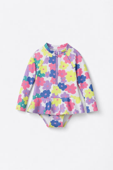 Baby Girl's Floral Print Swimsuit — Multi-colour