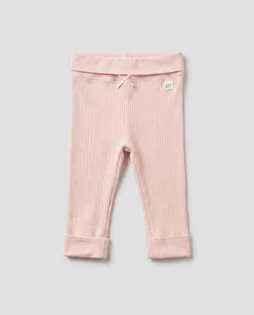 Baby Girls' Ribbed Cotton Leggings – Light Pink