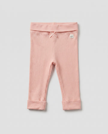 Baby Girls' Ribbed Cotton Leggings – Blush Pink
