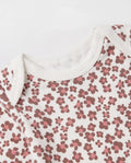 Close up of ribbed round neckline on baby girls floral print cotton bodysuit – PTex Fashion