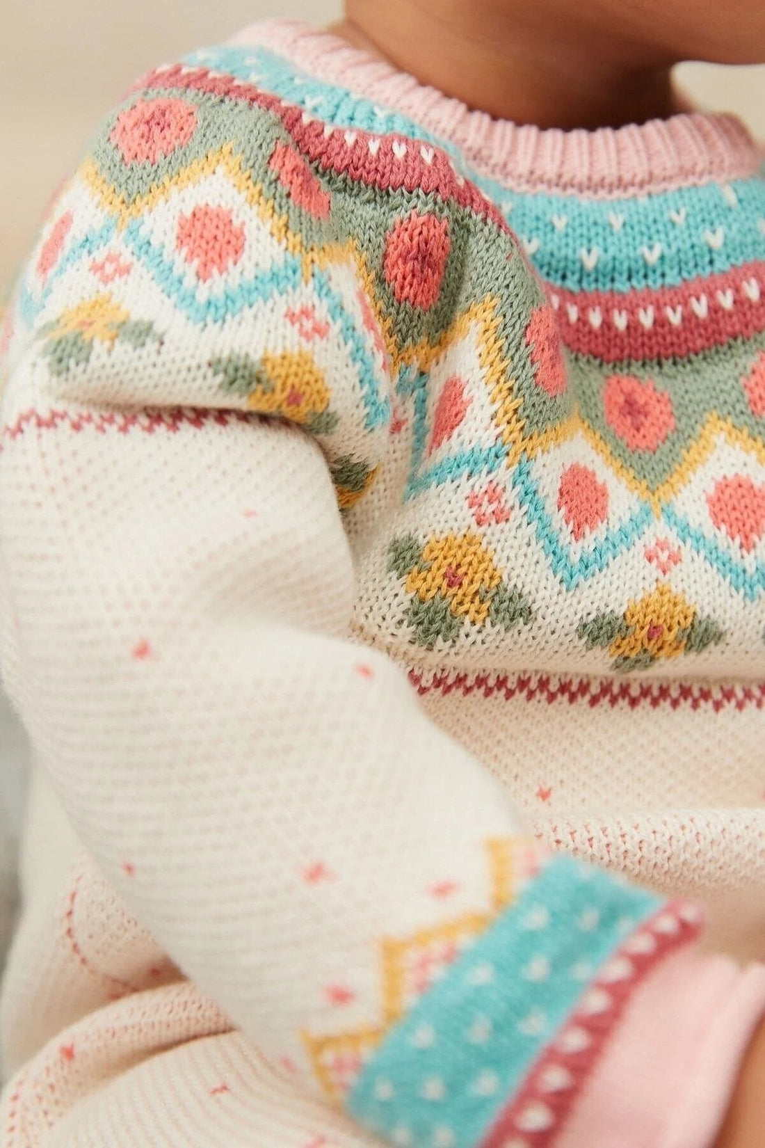 Vintage Fair Isle Knitted Romper | Cream & Pastel