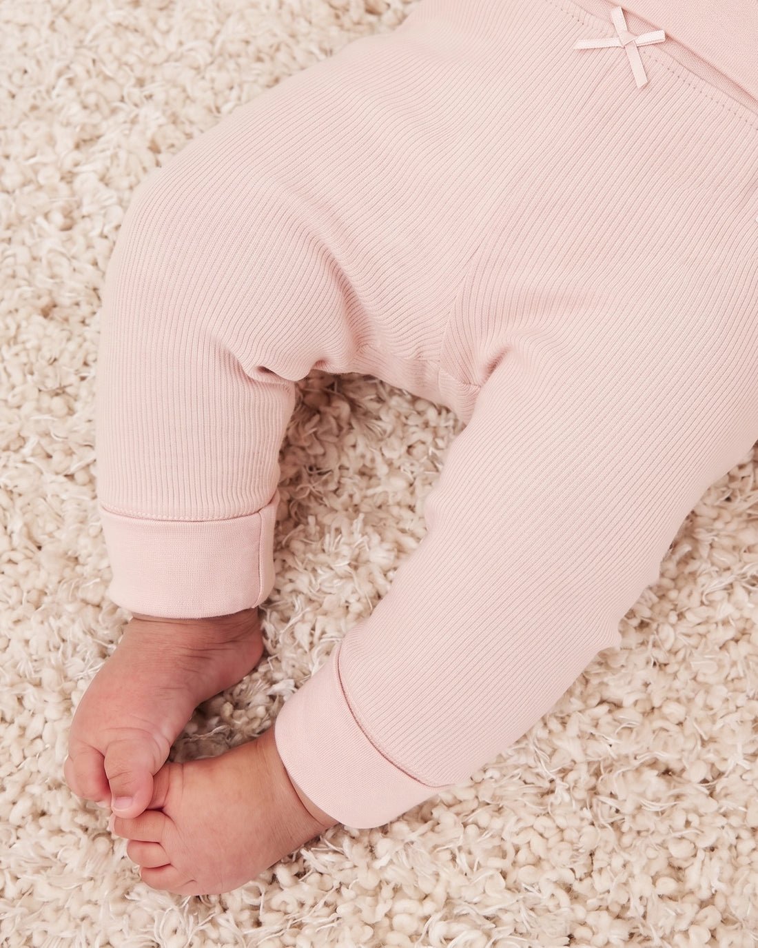 Baby Girls' Ribbed Cotton Leggings – Light Pink