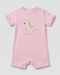 Blush pink baby girl romper with zebra graphic print, 