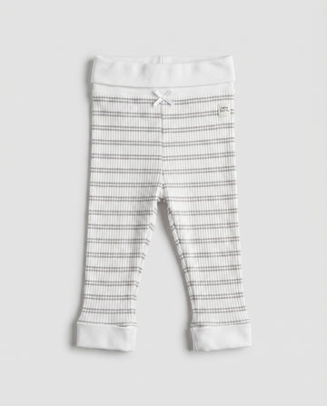 Baby Ribbed Cotton Leggings – Grey Stripe