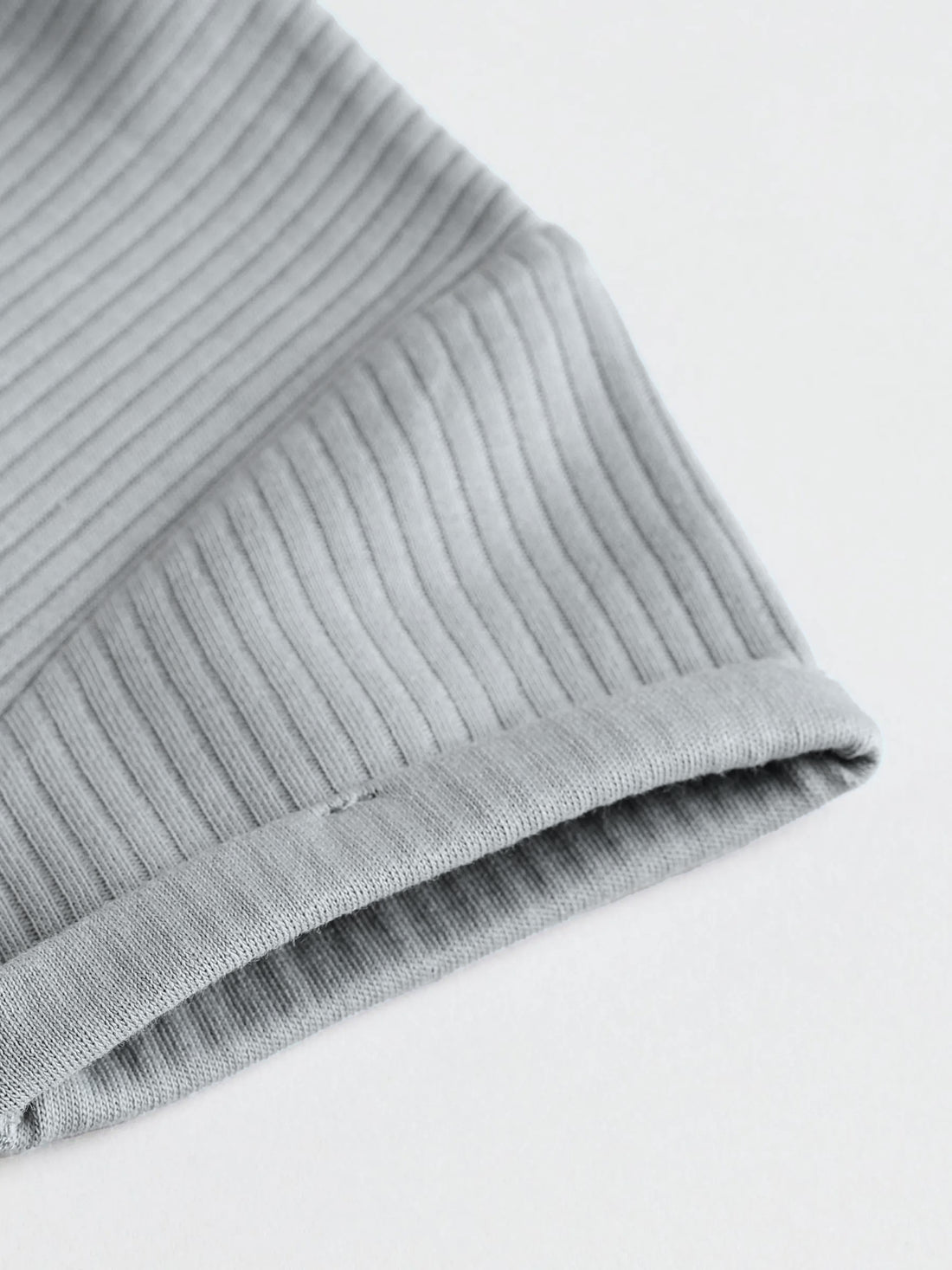 Grey Ribbed Cotton Short-Sleeve Baby Romper
