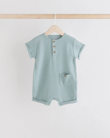Ribbed Cotton Baby Romper — Dusty Mint