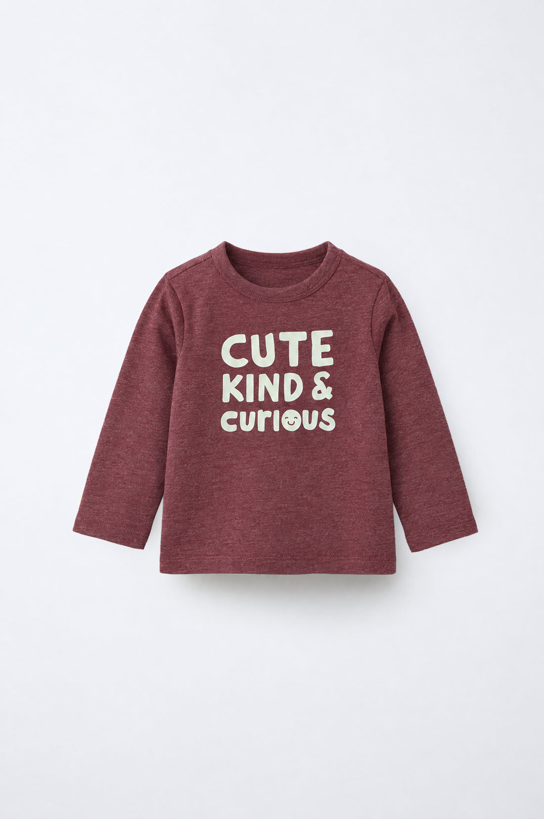 PTex Fashion cranberry red full sleeve cotton baby tshirt with Grandma’s Little Cutie slogan print
