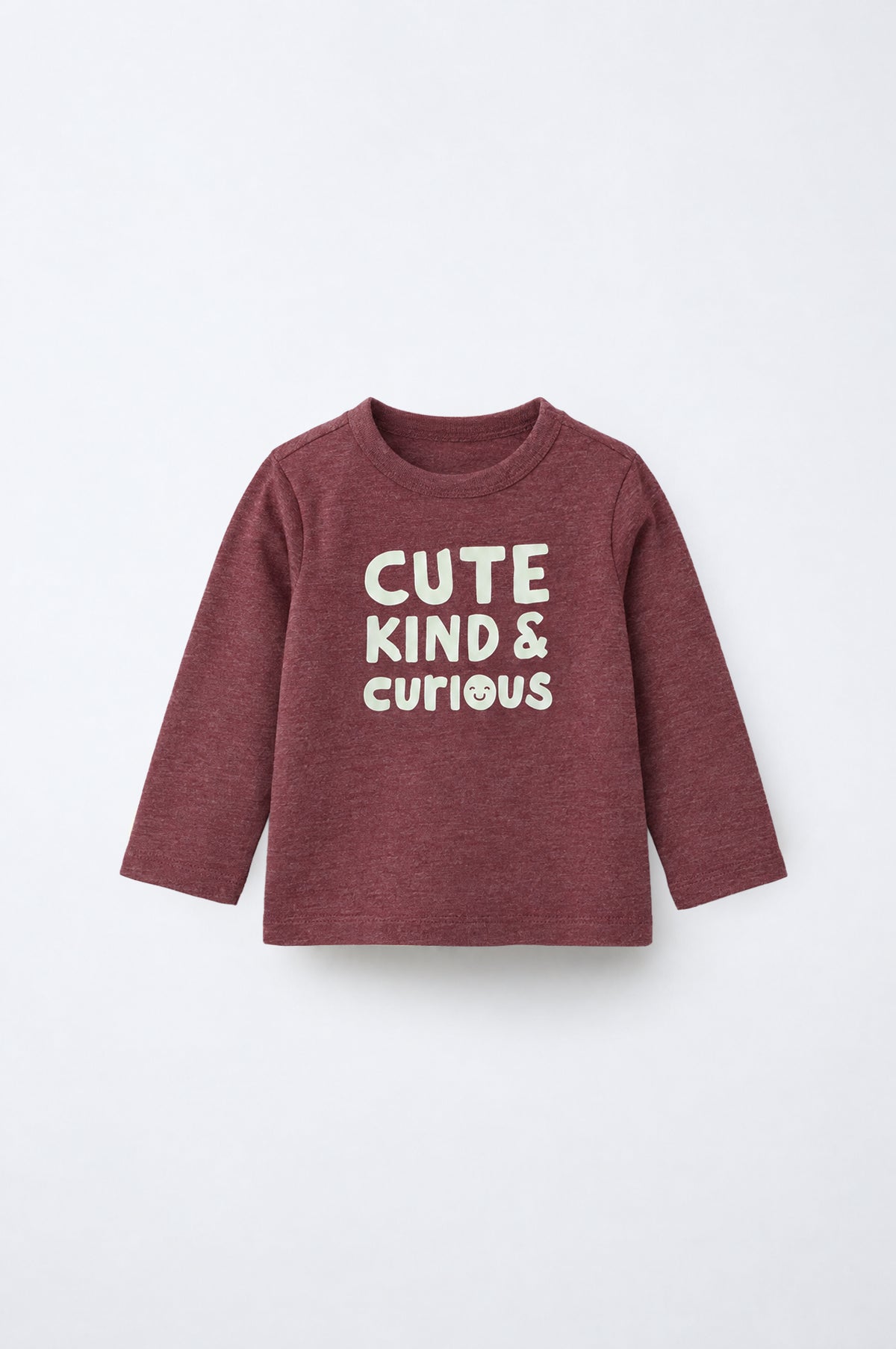 PTex Fashion cranberry red full sleeve cotton baby tshirt with Grandma’s Little Cutie slogan print