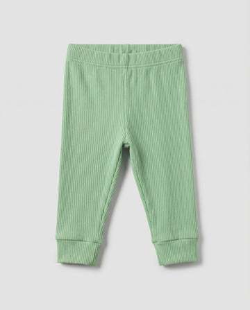 Baby & Toddler Ribbed Cotton Leggings - Soft Mint Green