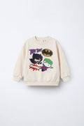 Cream kids sweatshirt with comic action print and rubber hero detail – PTex Fashion