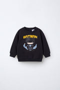 Black kids sweatshirt with masked hero rubber print on a bike – PTex Fashion