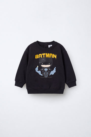 Black kids sweatshirt with masked hero rubber print on a bike – PTex Fashion
