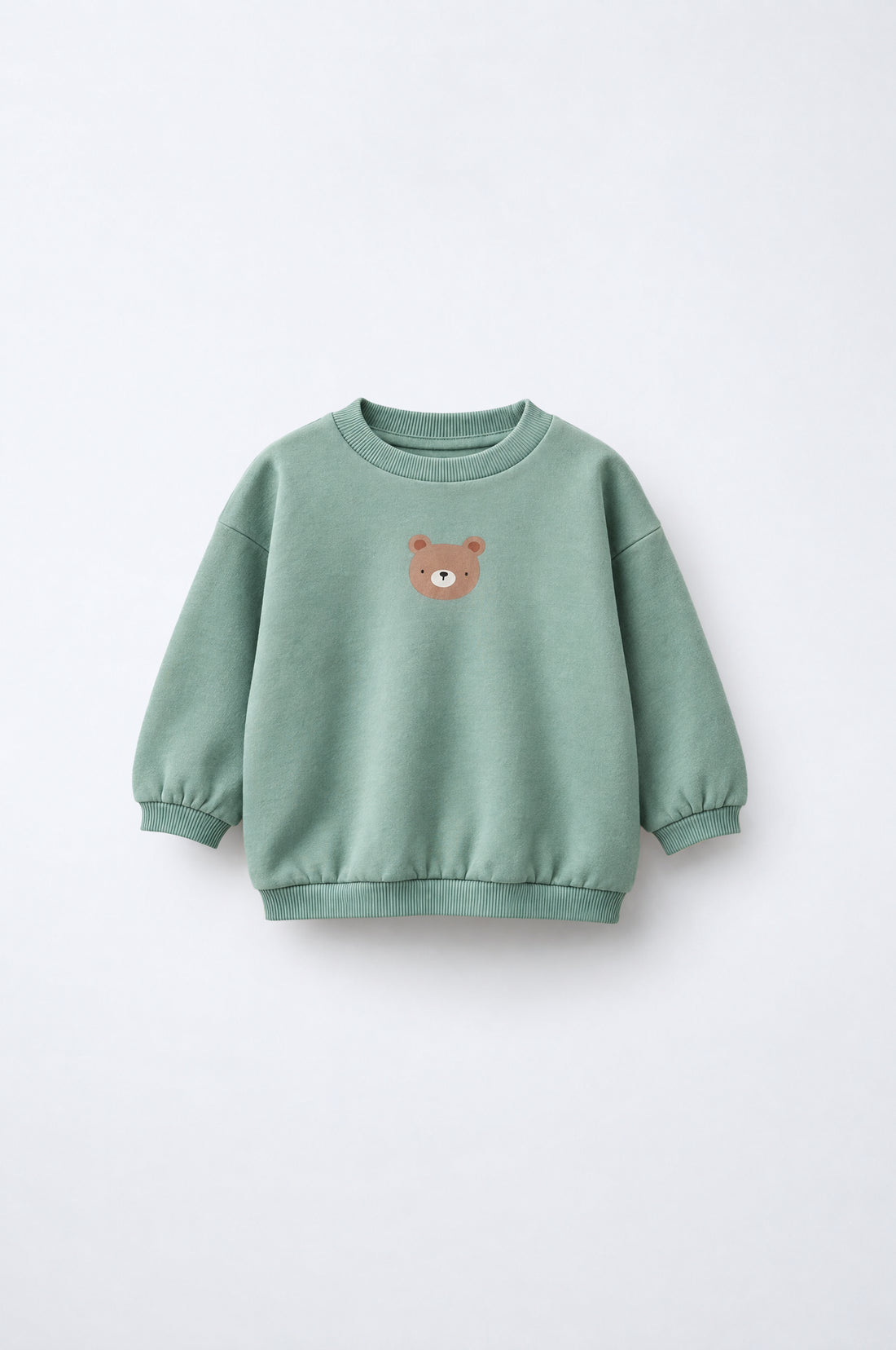 Baby toddler relaxed-fit sweatshirt with drop shoulders, ribbed neckline and cuffs, and small bear detail on the chest.
