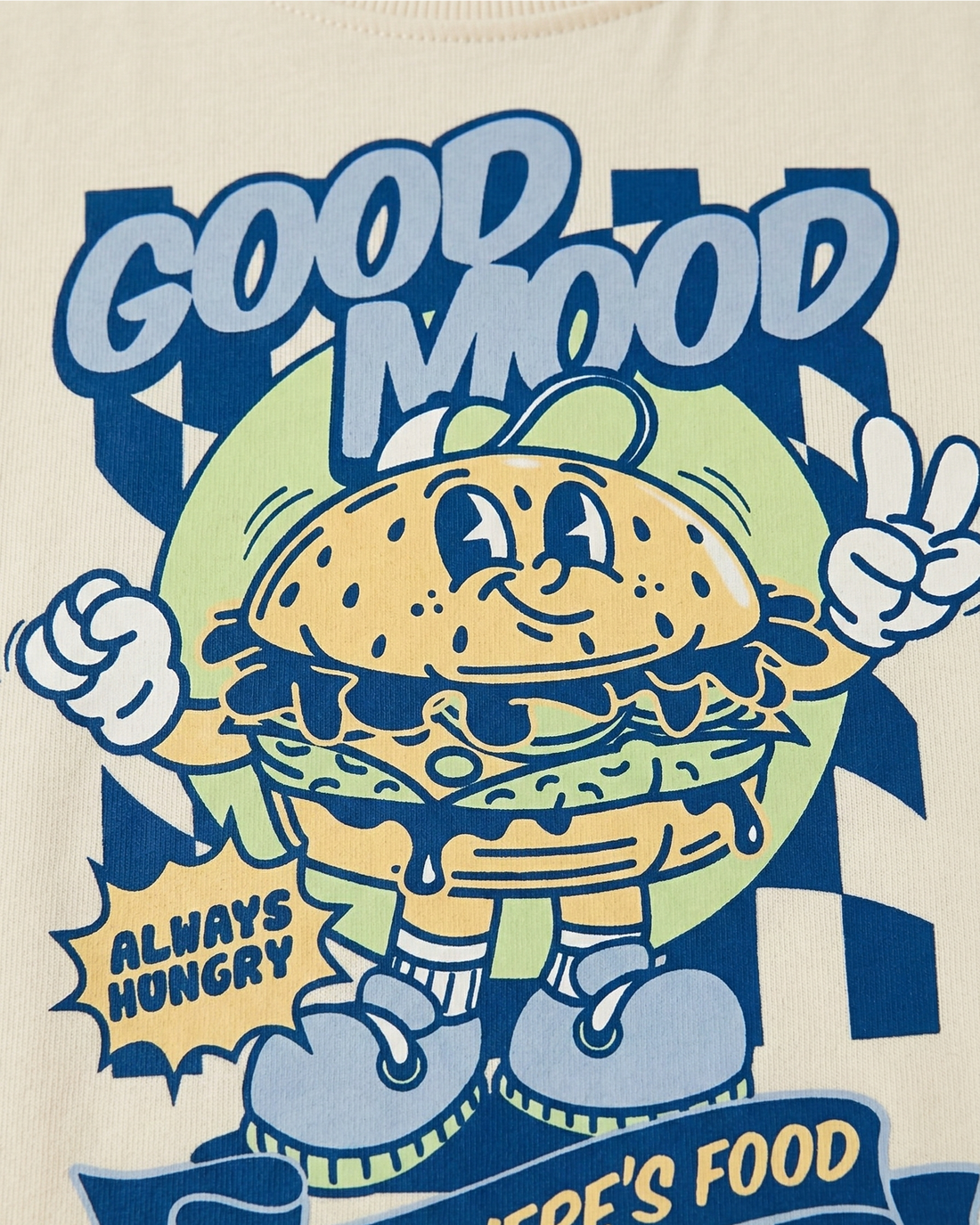 Baby Half Sleeve Cotton T-Shirt - Beige Hungry Print