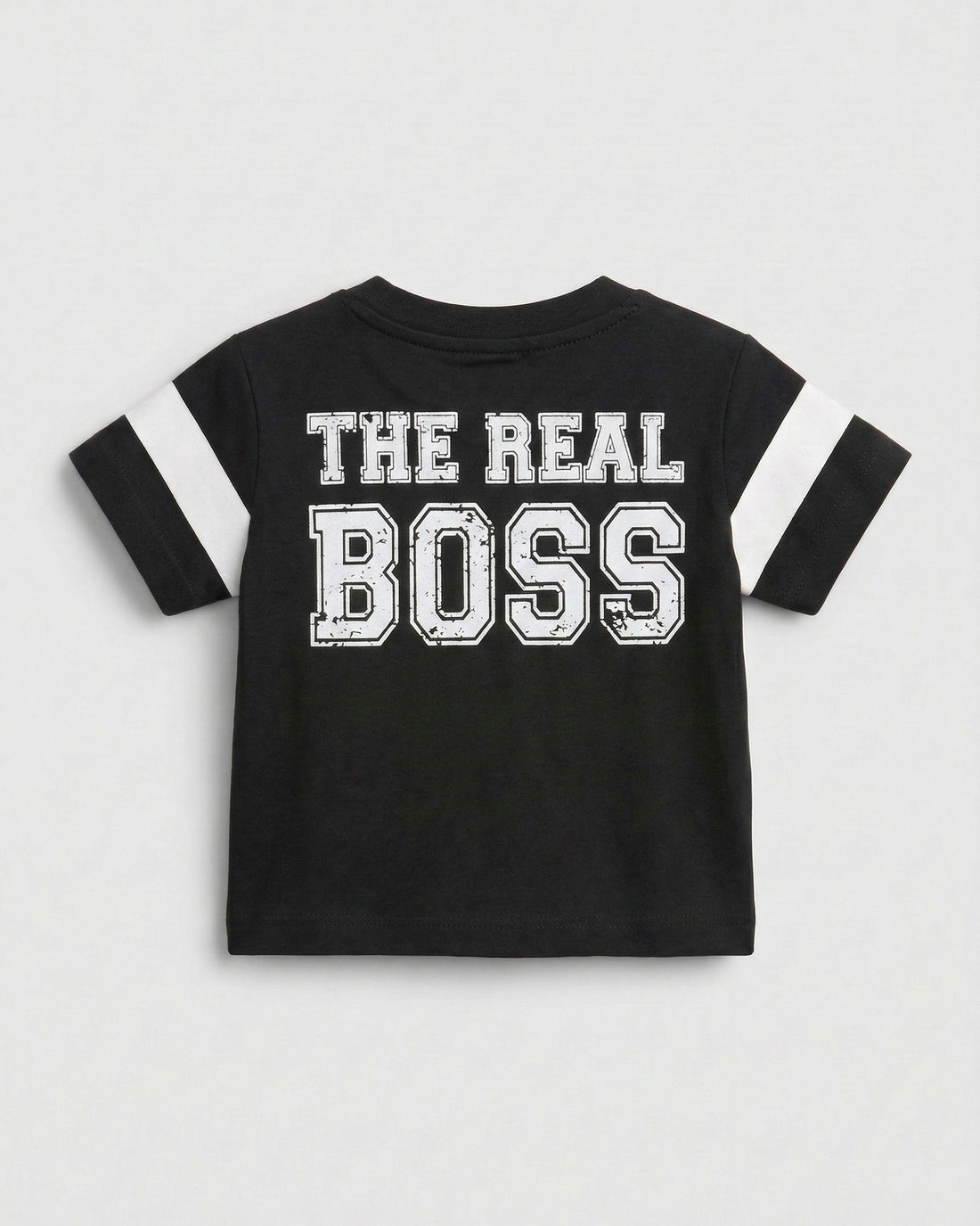 Baby Half Sleeve Cotton T-Shirt - Real Boss Print Black