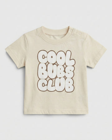 Baby Half Sleeve Cotton T-Shirt - Beige Cool Print