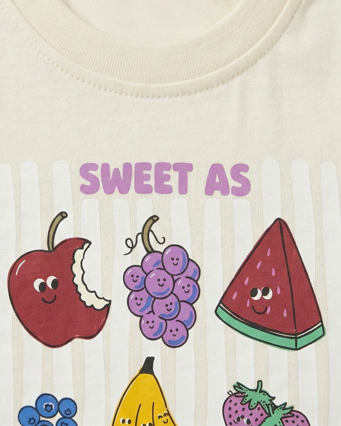 Baby Half Sleeve Cotton T-Shirt - Beige Fruit Market Print
