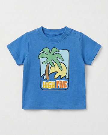 Baby Half Sleeve Cotton T-Shirt - Blue Print