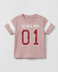 Baby Half Sleeve Cotton T-Shirt - Real Boss Print Pink