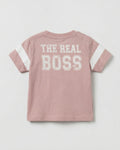 Baby Half Sleeve Cotton T-Shirt - Real Boss Print Pink