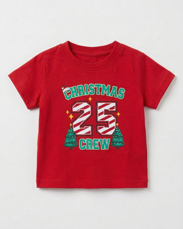 Baby Half Sleeve Cotton T-Shirt - Red Christmas Print