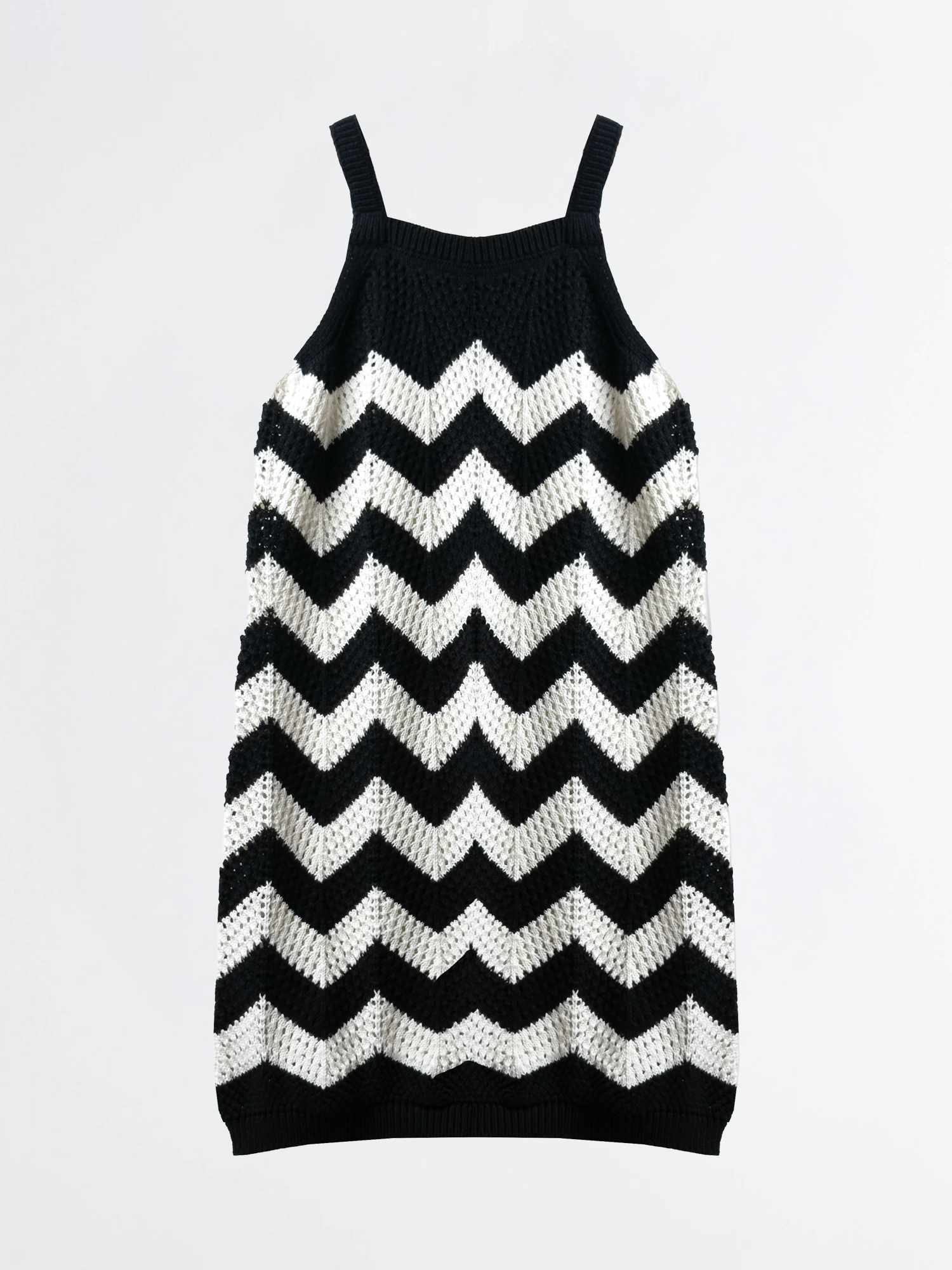 Toddler Girls’ Black & White Chevron Knit Dress