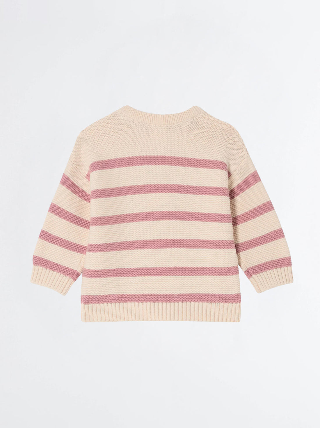 Baby Girl Striped Knit Sweater – Pink & Cream
