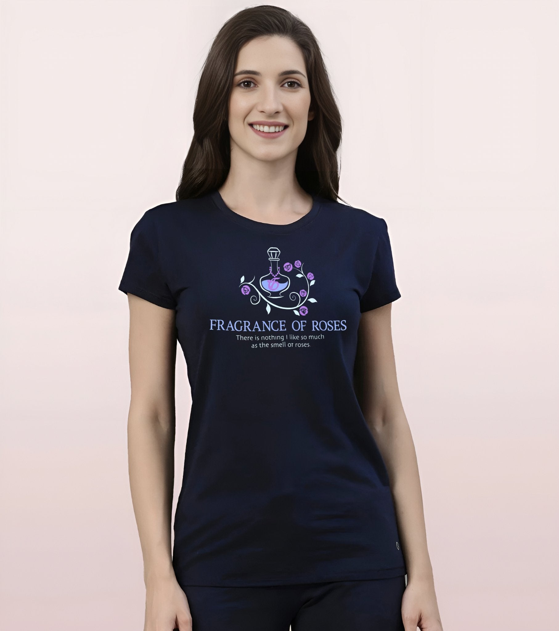 Basic Ladies T - shirt - Navy Blue|Cotton