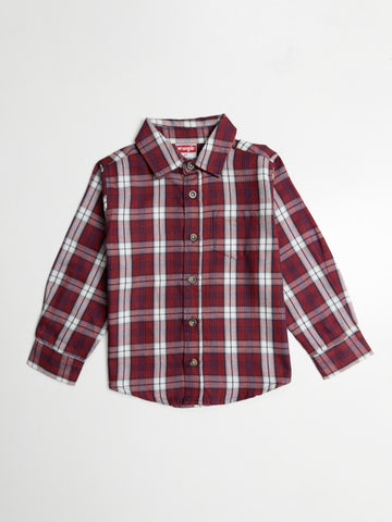Boy's Full Sleeve Cotton Shirt | Red & White Stripe