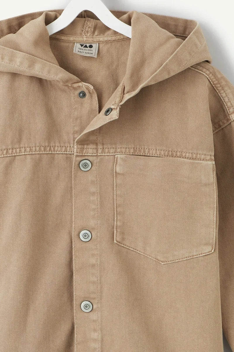 Kids’ Hooded Denim Jacket – Sand