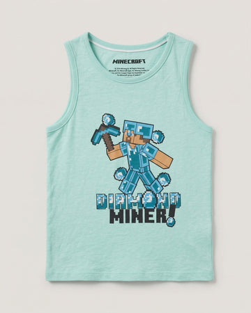 Toddler Tank Top | Aqua Blue, Minecraft Theme