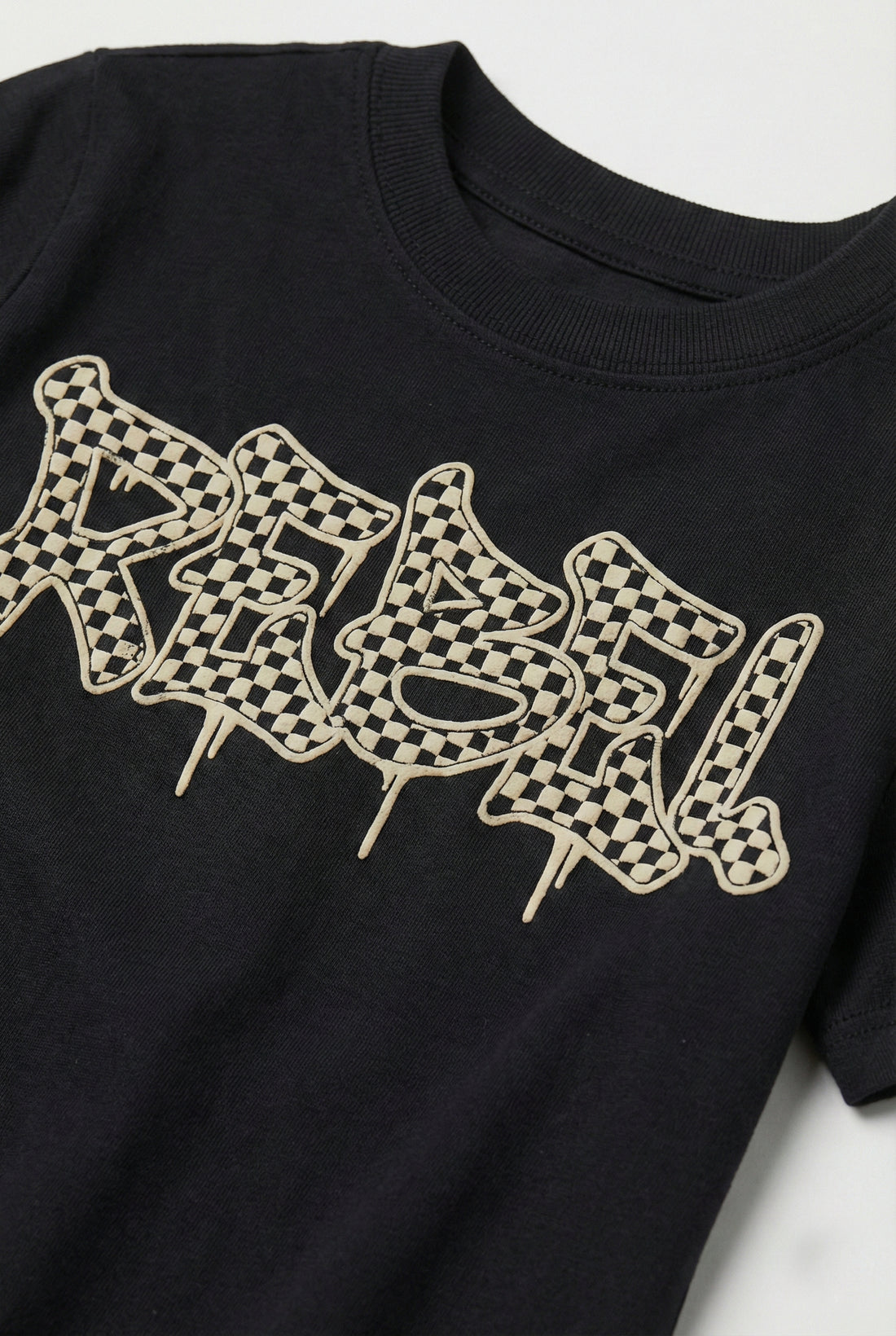 Toddler Cotton Black T-Shirt | Rebel Print