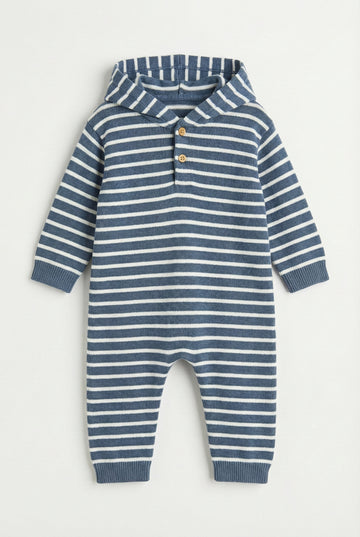 Striped Knit Hooded Romper