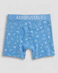 Boys' cotton boxer brief in sky blue with white gaming icons and lime-yellow lightning bolt allover print
