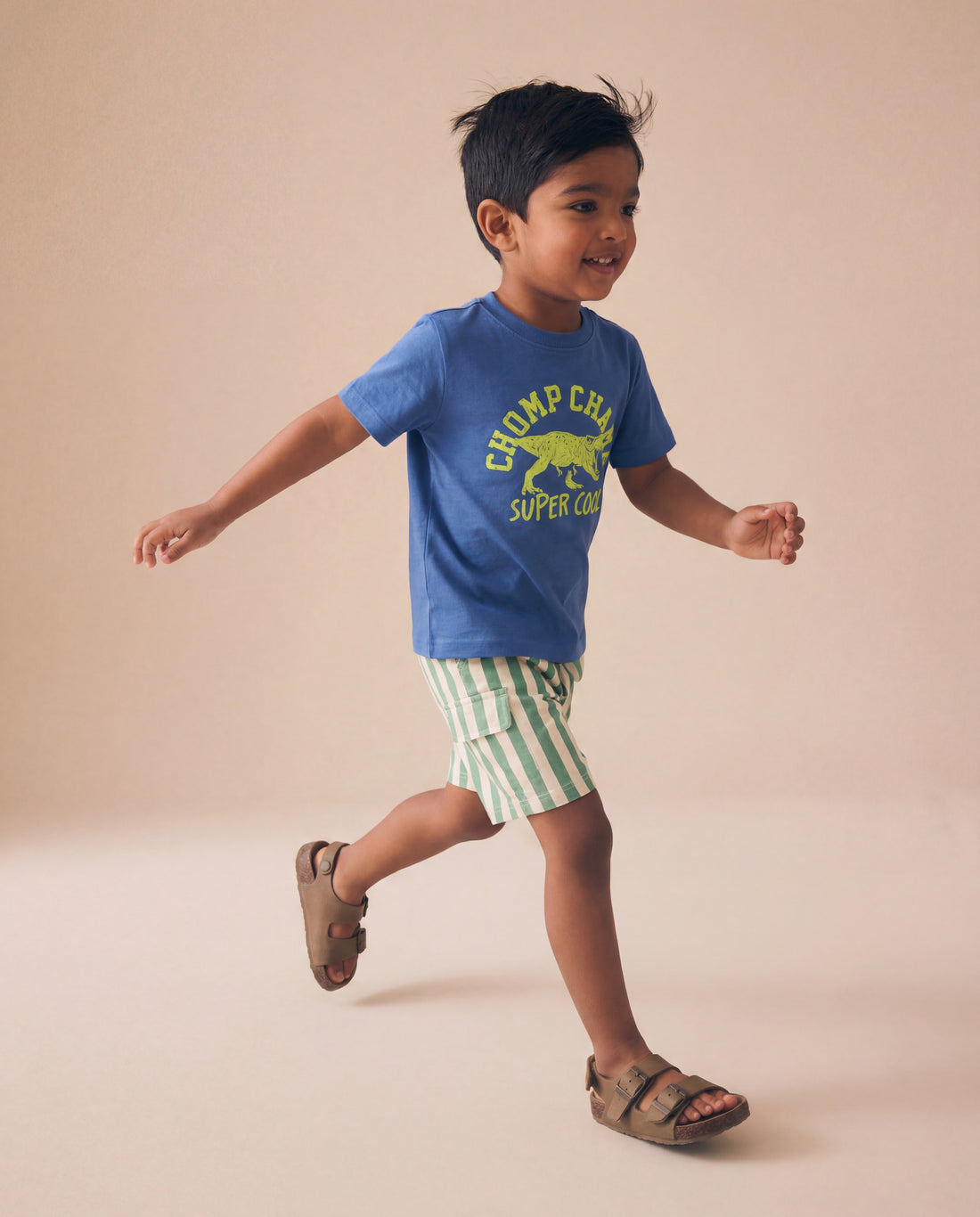 French Terry Non-Functional Cargo Short | Mint Green Stripe