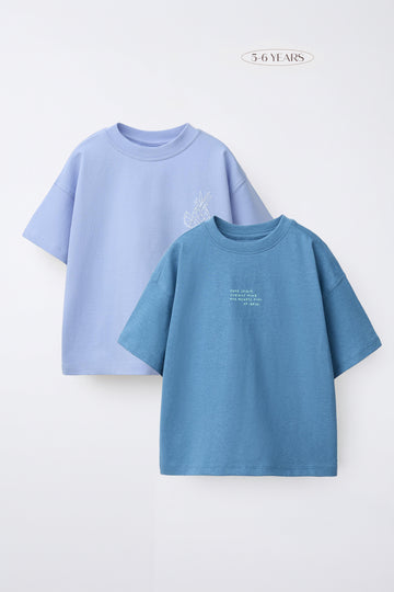 Boys' Oversized T-Shirt – 2 Pack | Lilac & Denim Blue