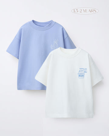 Toddler 2-Pack Oversized T-Shirt Set — Blue Pineapple & Off-White Gelato Print