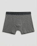 Boys' charcoal grey cotton boxer brief, flat lay front view